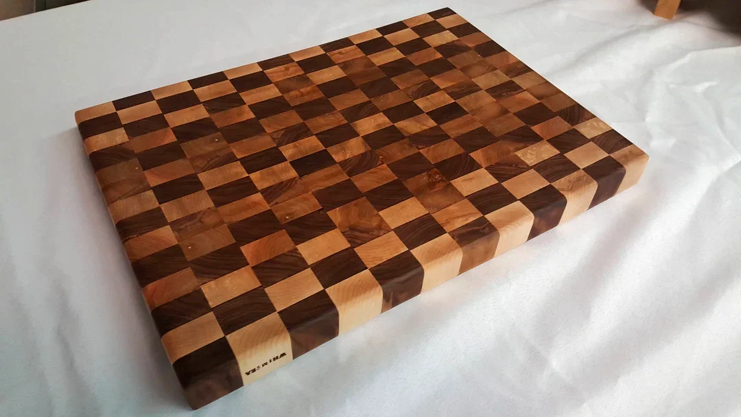 Walnut and maple checkerboard end-grain cutting board